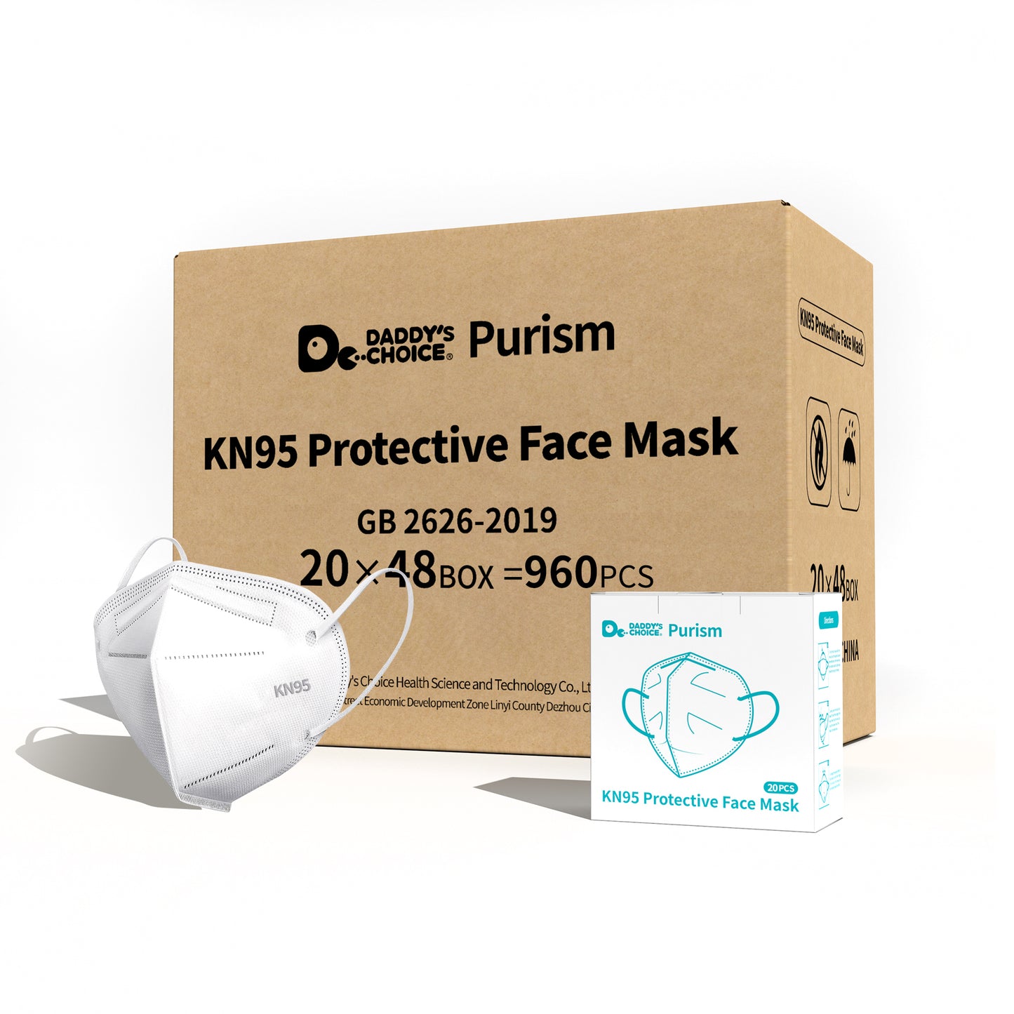 KN95 Protective Face Mask 20pcs/box, 960pcs/carton, Free shipping to US