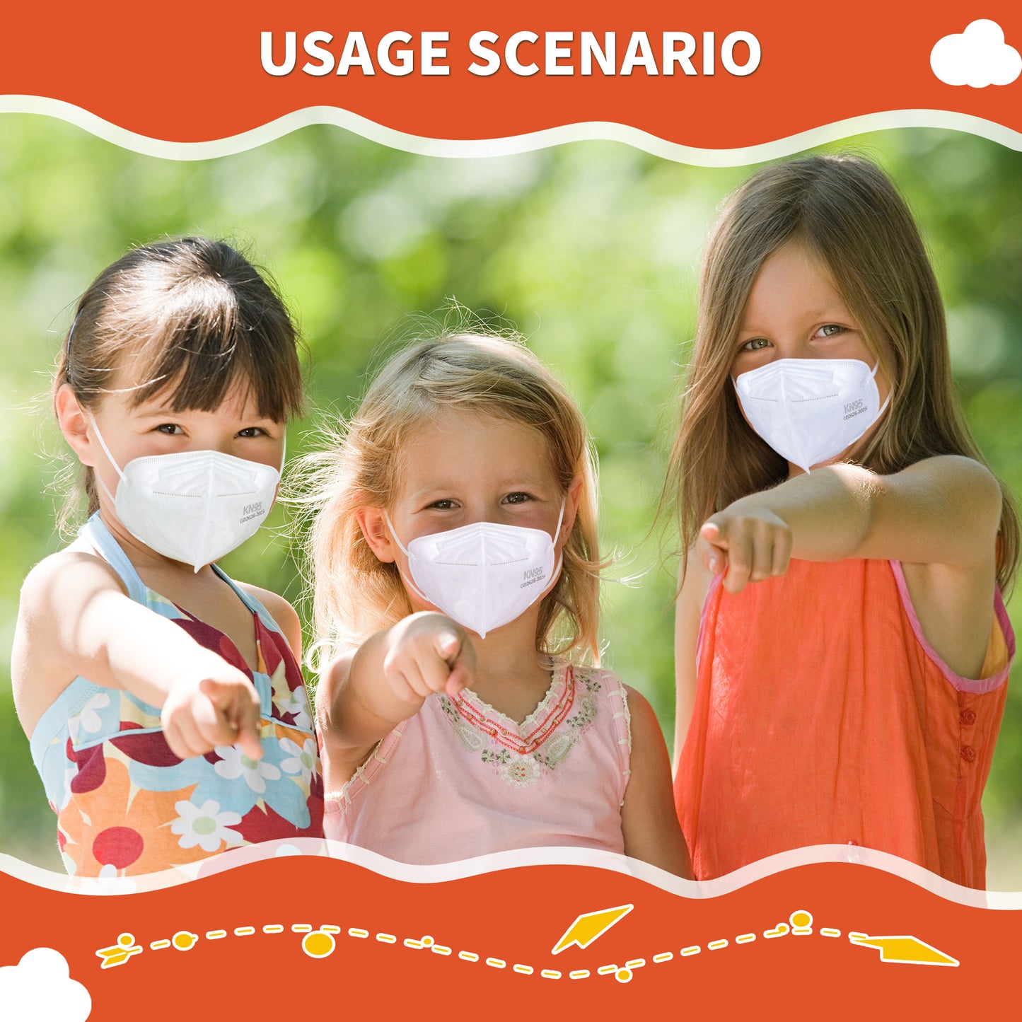 Kids KN95 Face Mask White, Disposable Use 30pcs/box, 5-Layer Protective Face Mask for children, 30pcs/150pcs/300pcs/600pcs