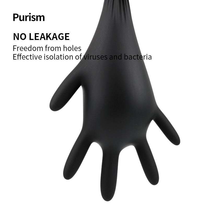 Purism Black Nitrile Gloves, 4mil Size S/M/L/XL, 100 pcs/box,1000pcs/carton, Powder-free, Latex free, Free shipping to US