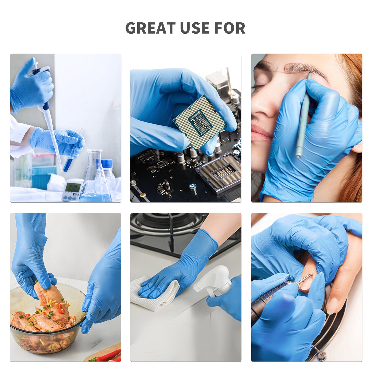 Purism Blue Nitrile Gloves, Size S/M/L/XL, 100 pcs/box, 1000pcs/carton，3.5mil Powder-free Latex free, Free shipping